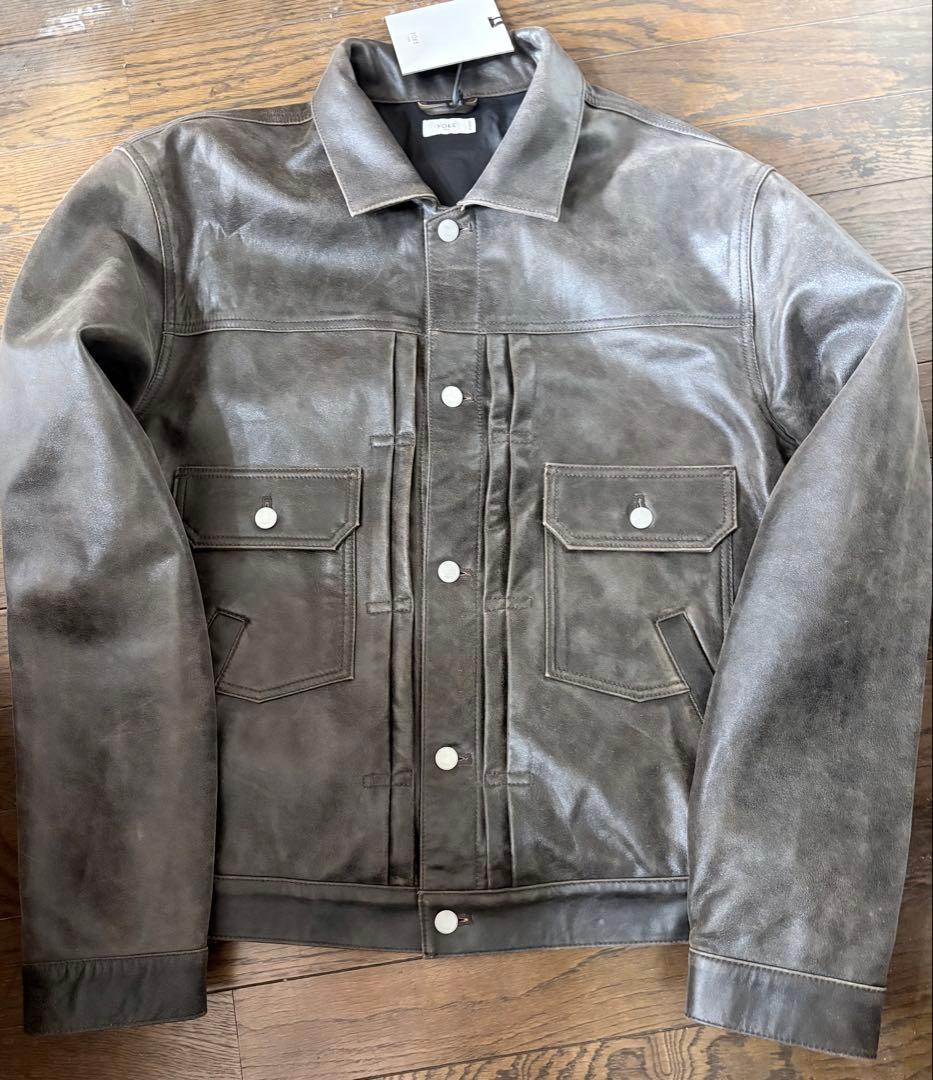 YOKE Cracked Leather Trucker Jacket - メルカリ