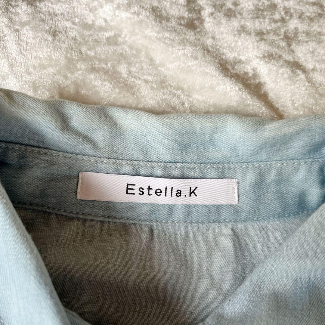 人気商品✨Estella.Kウォッシュデニム加工シャツロングワンピース