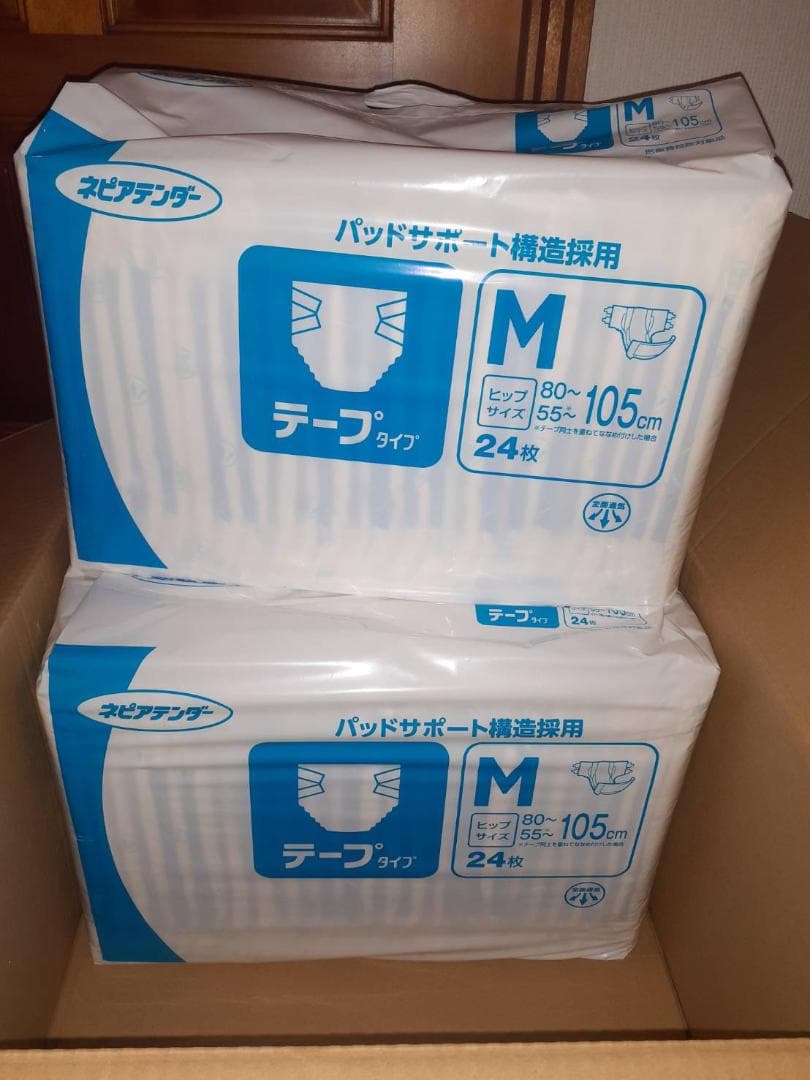 未開封新品　紙おむつ（テープ）Mサイズ　６パック（２４枚×６）　ネピアテンダー 未開封新品 紙おむつ（テープ）Mサイズ 6パック（24枚×6） ネピア