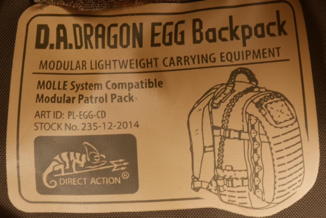 個人装備 DIRECT ACTION D.A.DRAGON EGG Backpack