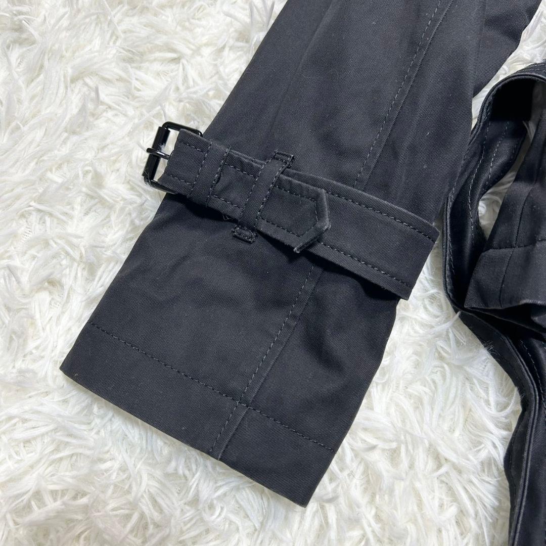 美品】バーバリー ショートトレンチコート メガチェック ベルト付き 黒