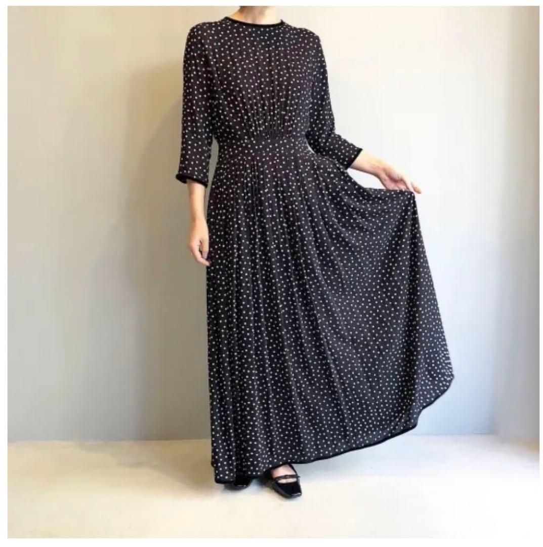 美品✨SINME シンメ ドット ロングワンピース ブラック S - メルカリ