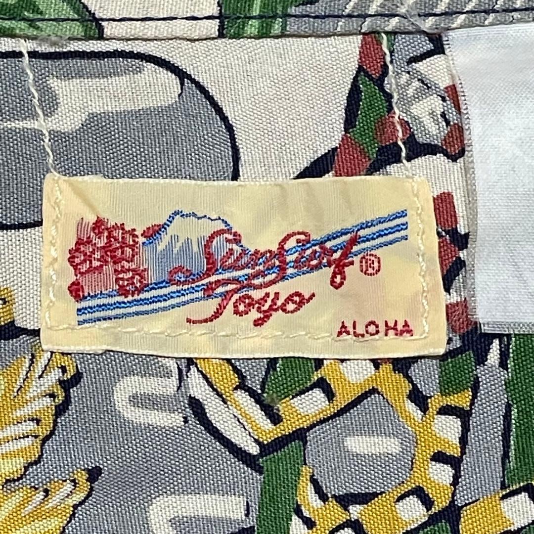 サンサーフアロハシャツ和柄侍戦場浮世絵アニマルボーダーLサイズ