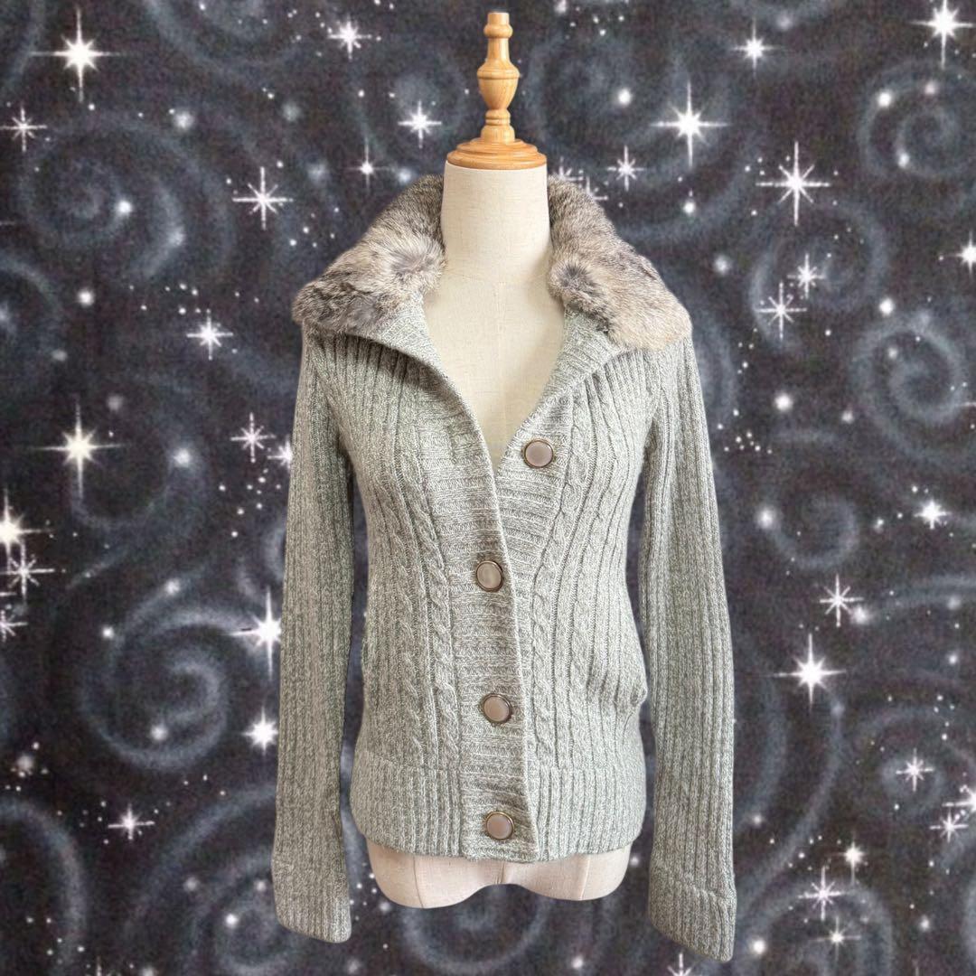 y2k archive 平成 ギャル グランジ ファー ニットカーディガン - メルカリ