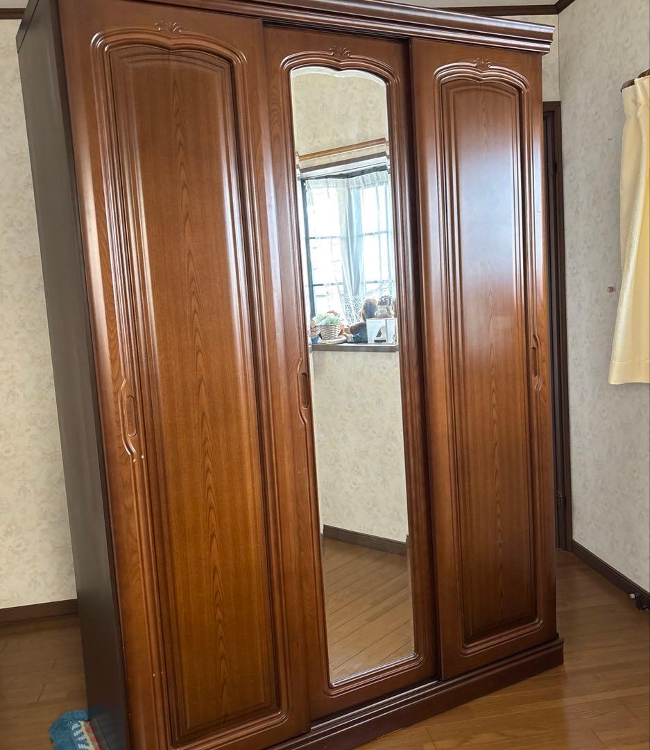 クローゼット 洋ダンス ミラー付き 収納ダンス スライド式 婚礼家具