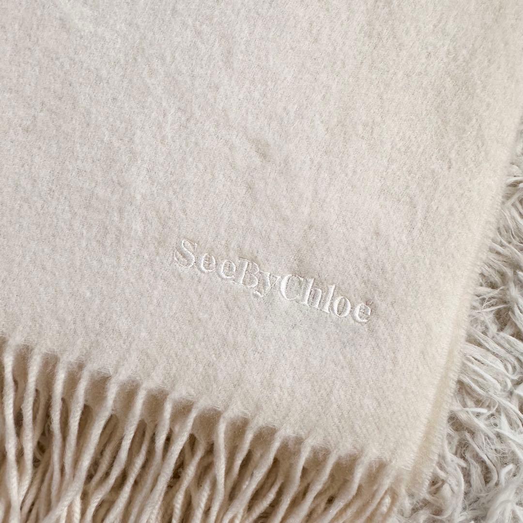 未使用】シーバイクロエ 洗える♡カシミヤ100 % 大判ストール ホワイト