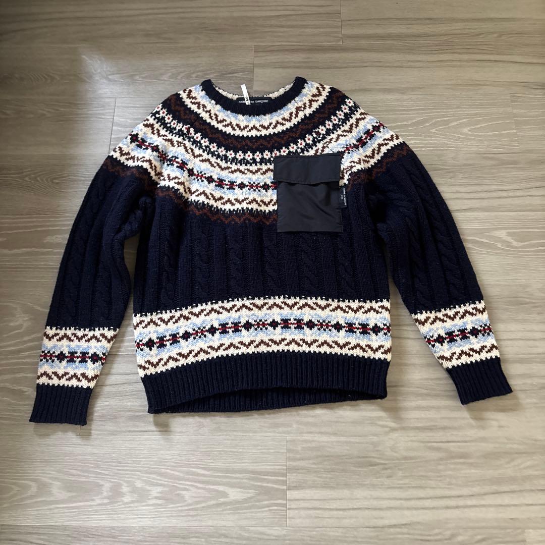 COMME des GARÇONS ネイビー ニットセーター コムデギャルソン シャツ フォーエバー カーディガン ネイビー