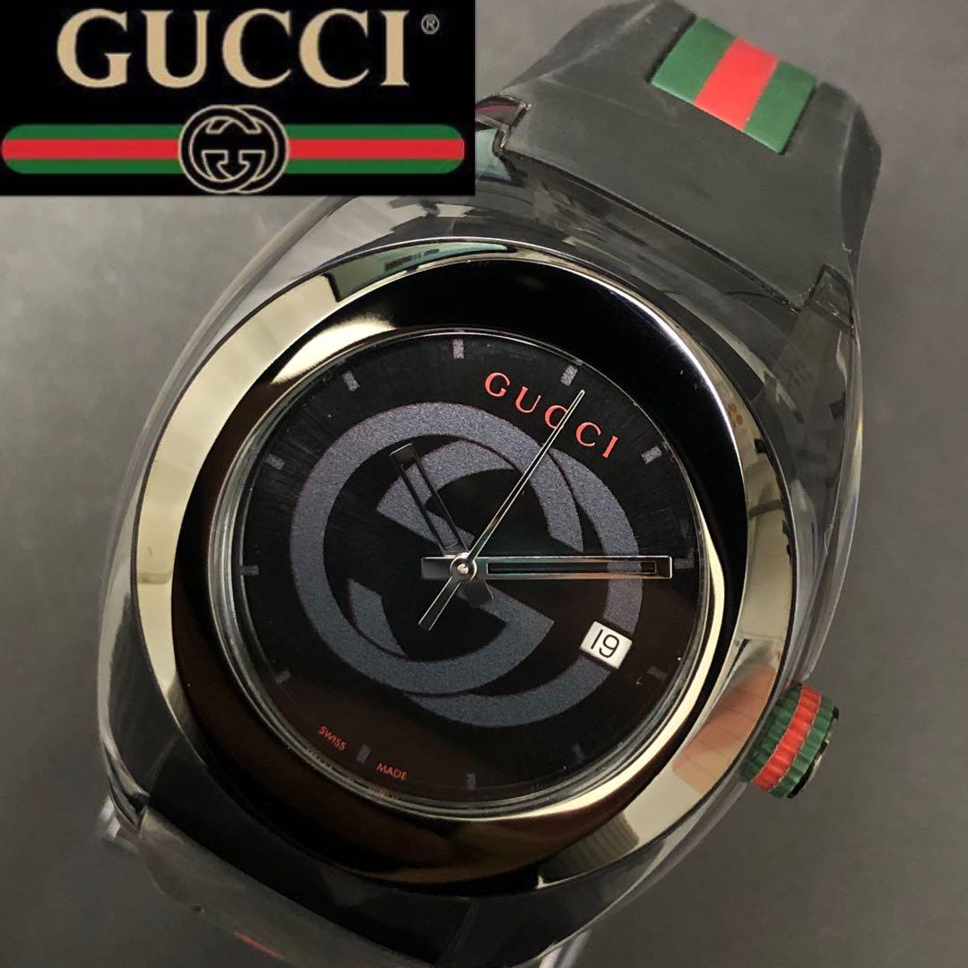 (C052309)GUCCI 137.1 腕時計 ラバーシェリーライン グッチ GUCCI（グッチ） 美品 137.1 SYNC シンク シェリーライン ラバーバンド