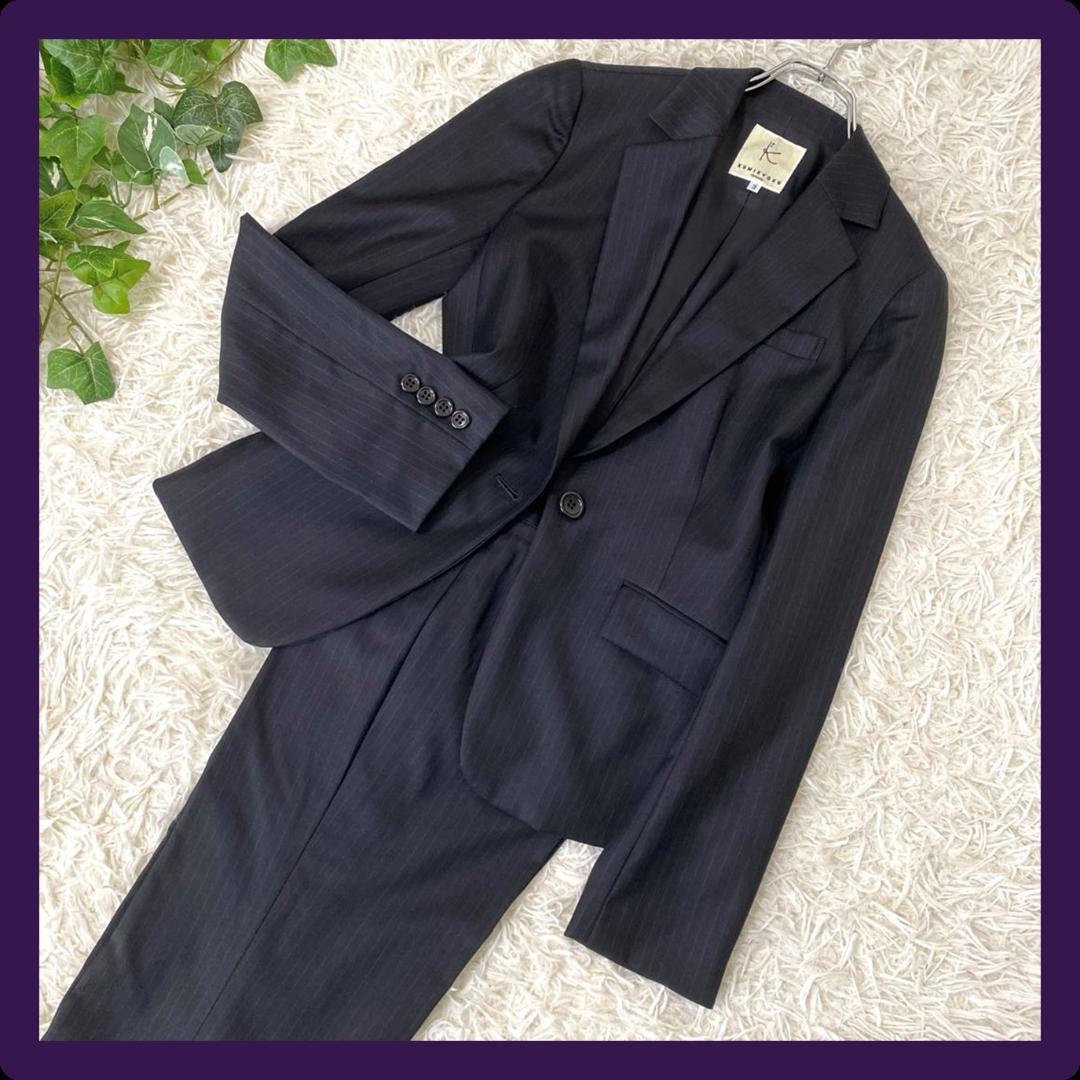 ★送料無料★シルク混✨KUMIKYOKU　ピンストライプ 1ボタン フレアパンツ ピンストライプフレアスラックス（フルレングスパンツ） | tk.TAKEO