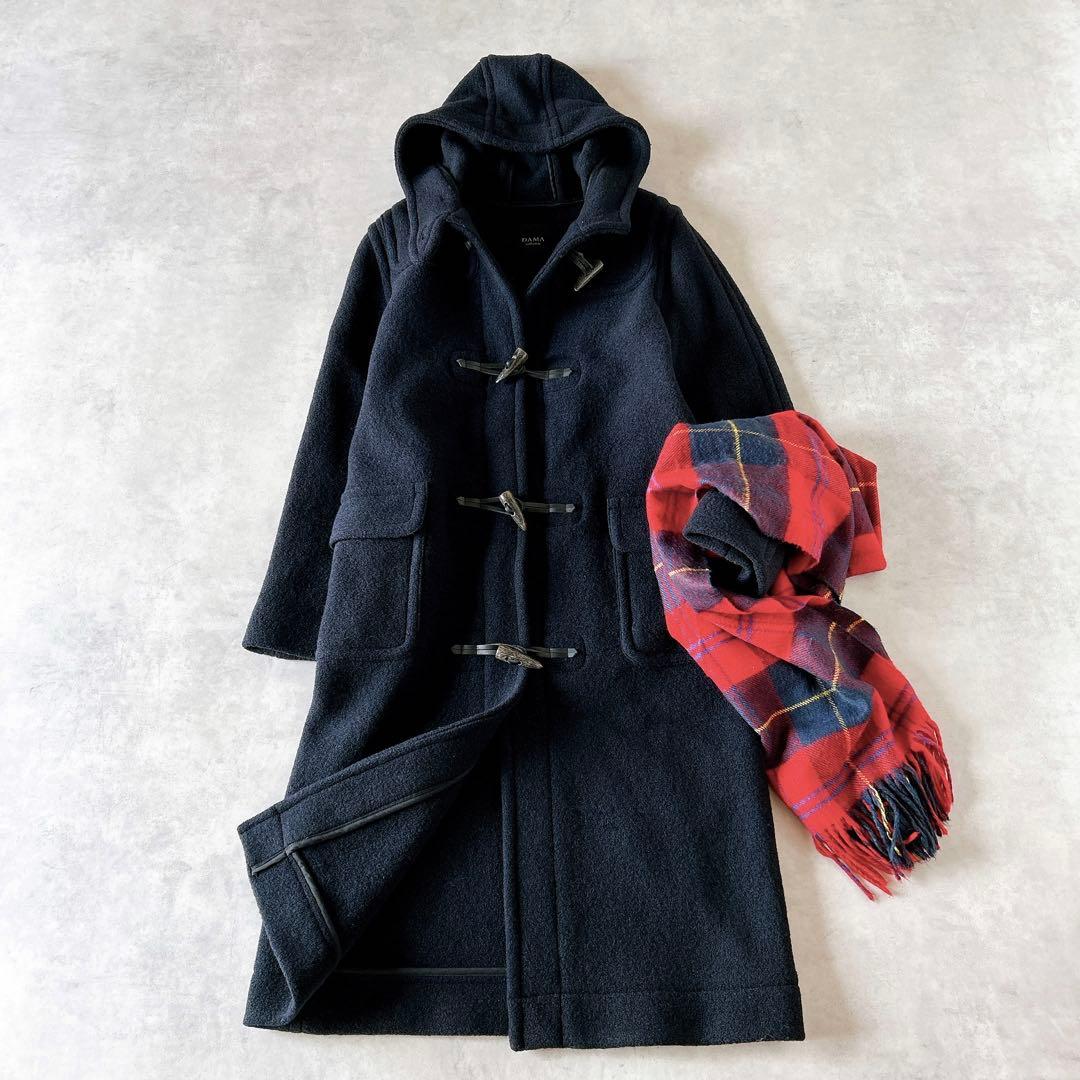 未使用タグ付☆ダーマコレクション ウール ロングダッフルコート 牛革