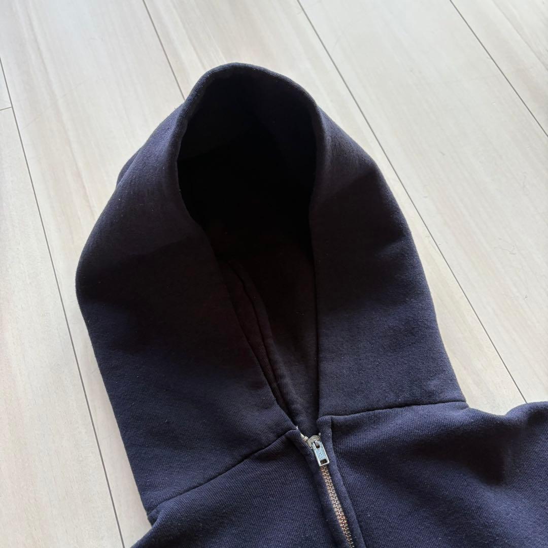 80s フルジップパーカー USA製 ナス紺 アルミジップ XL相当 フェード