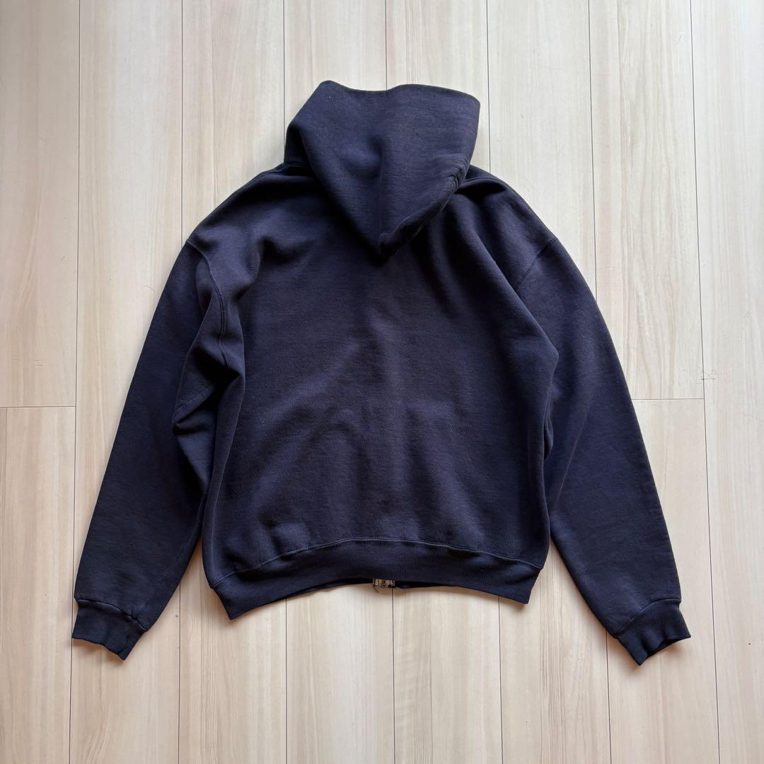 80s フルジップパーカー USA製 ナス紺 アルミジップ XL相当 フェード