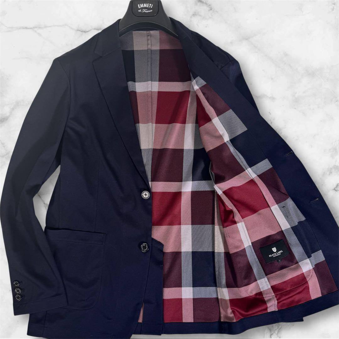 ブラックレーベルクレストブリッジ　テーラードジャケット　アンコン　裏地チェック MIYUKI モヘヤブルーシャドークレストブリッジチェックスーツ（スーツ