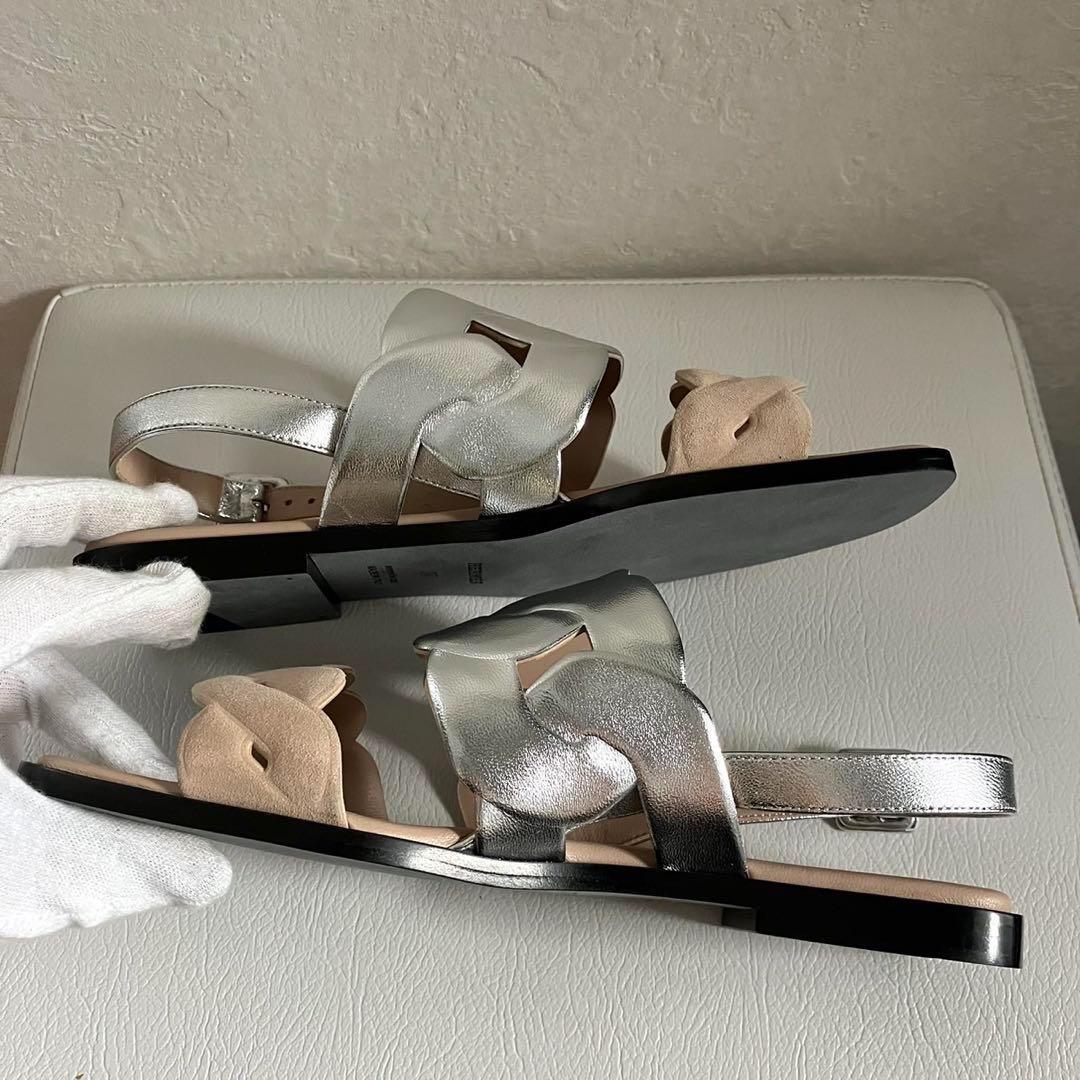 未使用級 HERMES エルメス グレース サンダル バイカラー 37 24