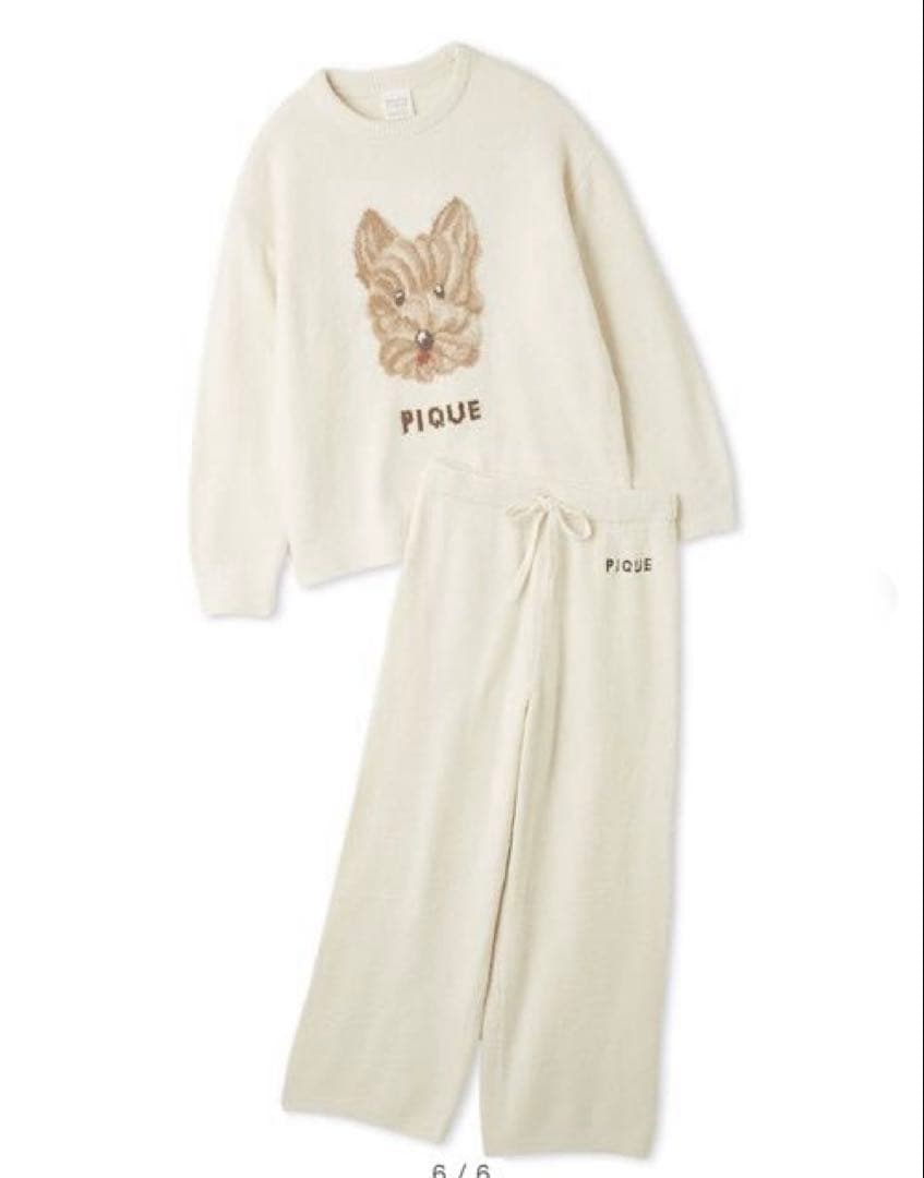 新品】ジェラートピケメレンゲドッグ柄プルオーバー＆ロングパンツ