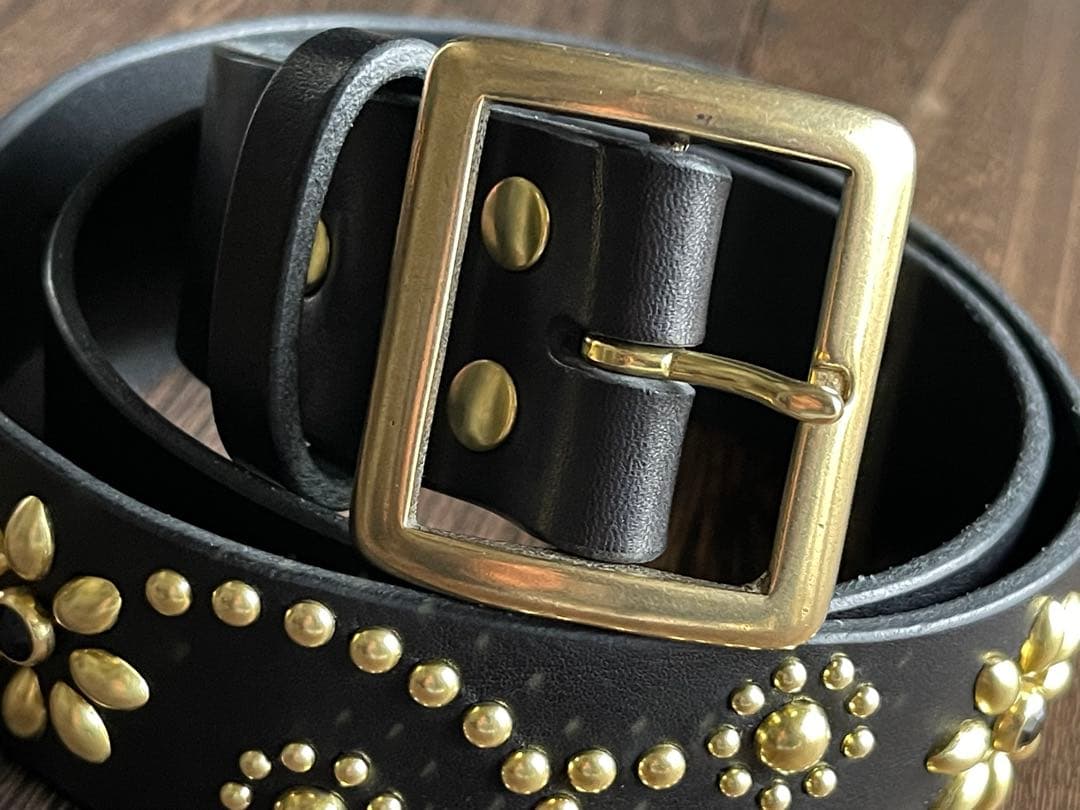 ディッキーズ874専用スタッズベルト 真鍮フラワーミッスーリ HTC CALEE