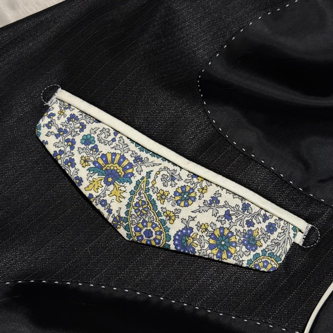 未使用 光沢 パーソンズフォーメン スリーピース スーツ ブラック AB6