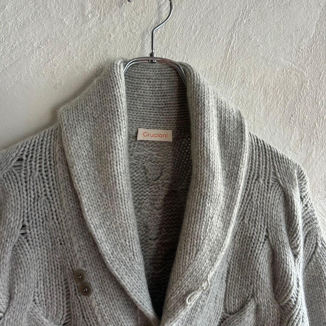 美品 イタリア製 cruciani カシミヤ ショールカラーカーディガン 46