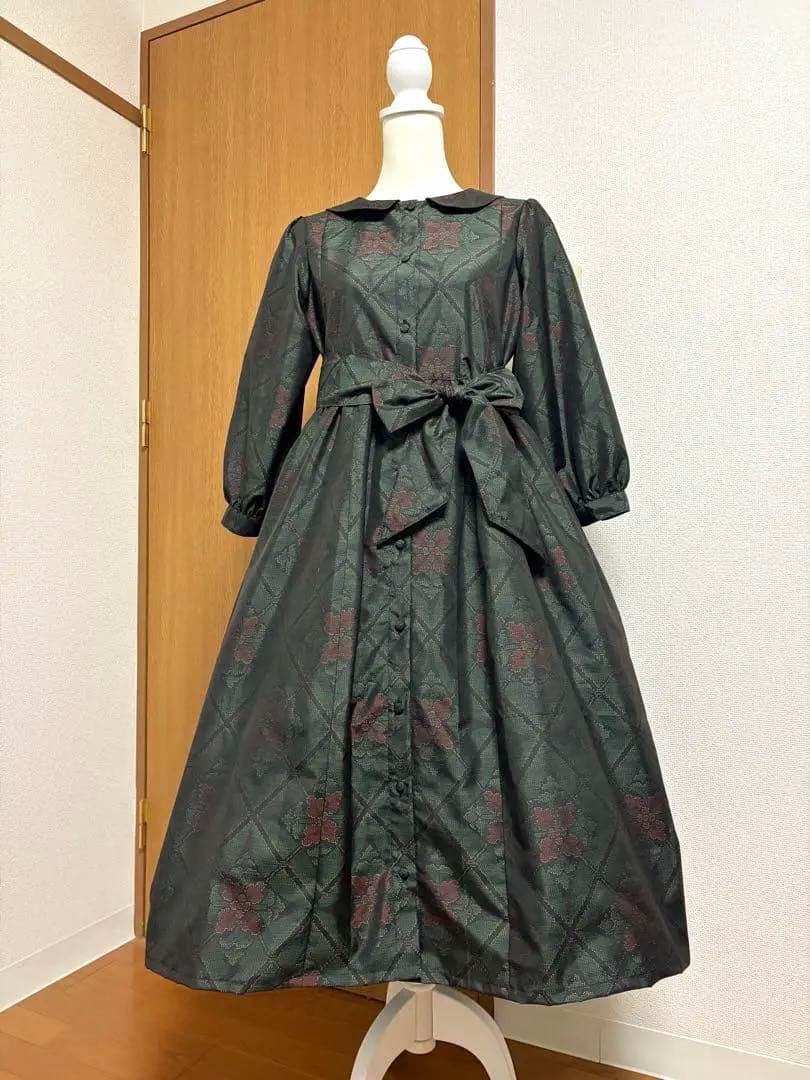 着物リメイク♪ 大島紬 コートワンピース 前開き MーL 裏地付き