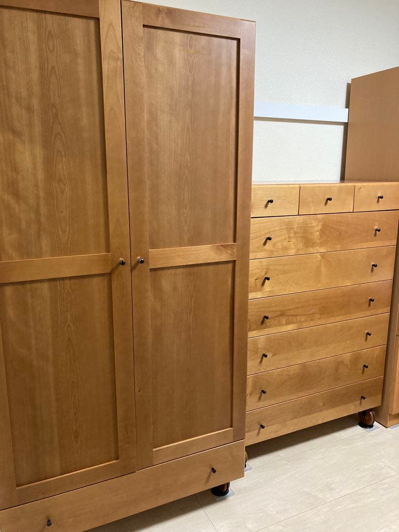 【ゆきまつりさん限定】クローゼットとチェストのセッ【①クローゼット】 ローチェスト】奥行60cm ロング総桐クローゼットチェスト 幅75cm・3段