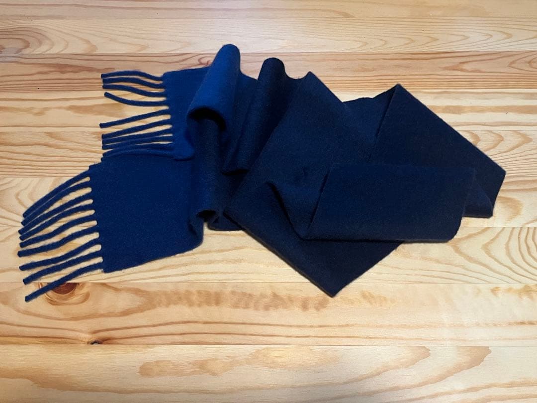 HERMES エルメス ネイビー カシミヤ マフラー《イタリア製》