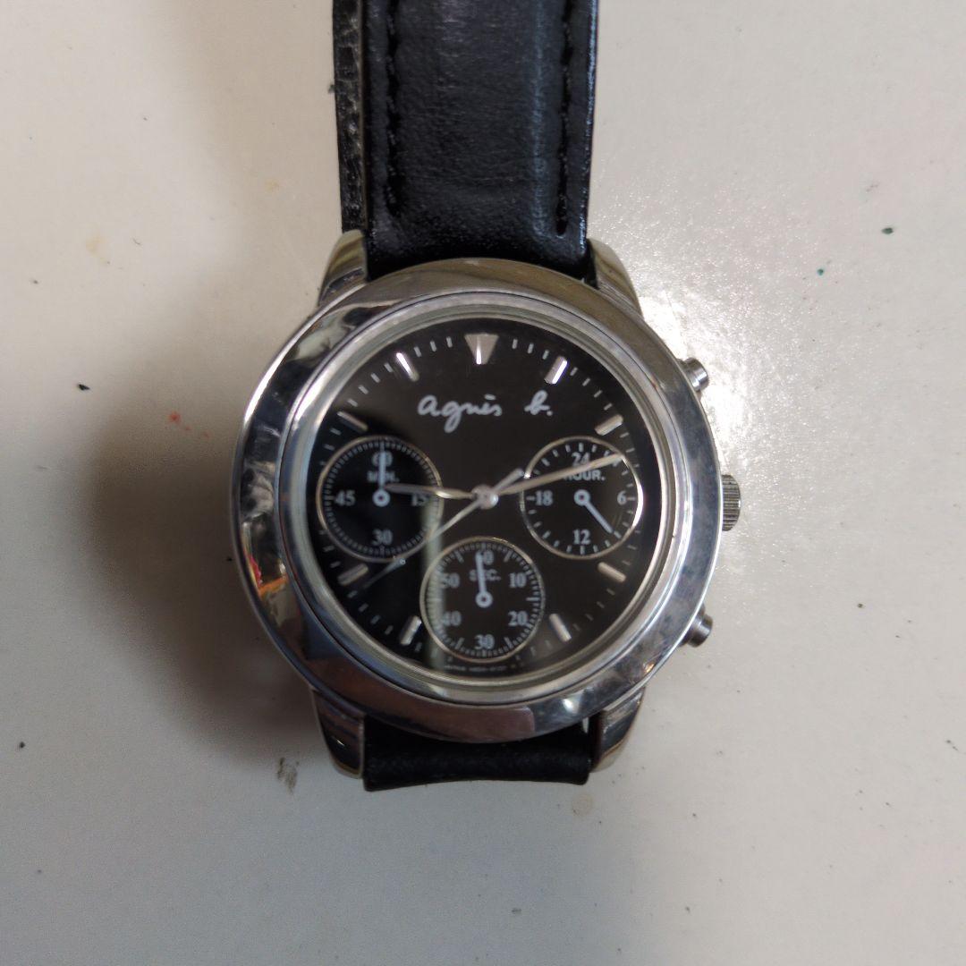 agnès b. クロノグラフ腕時計 ブラック - メルカリ