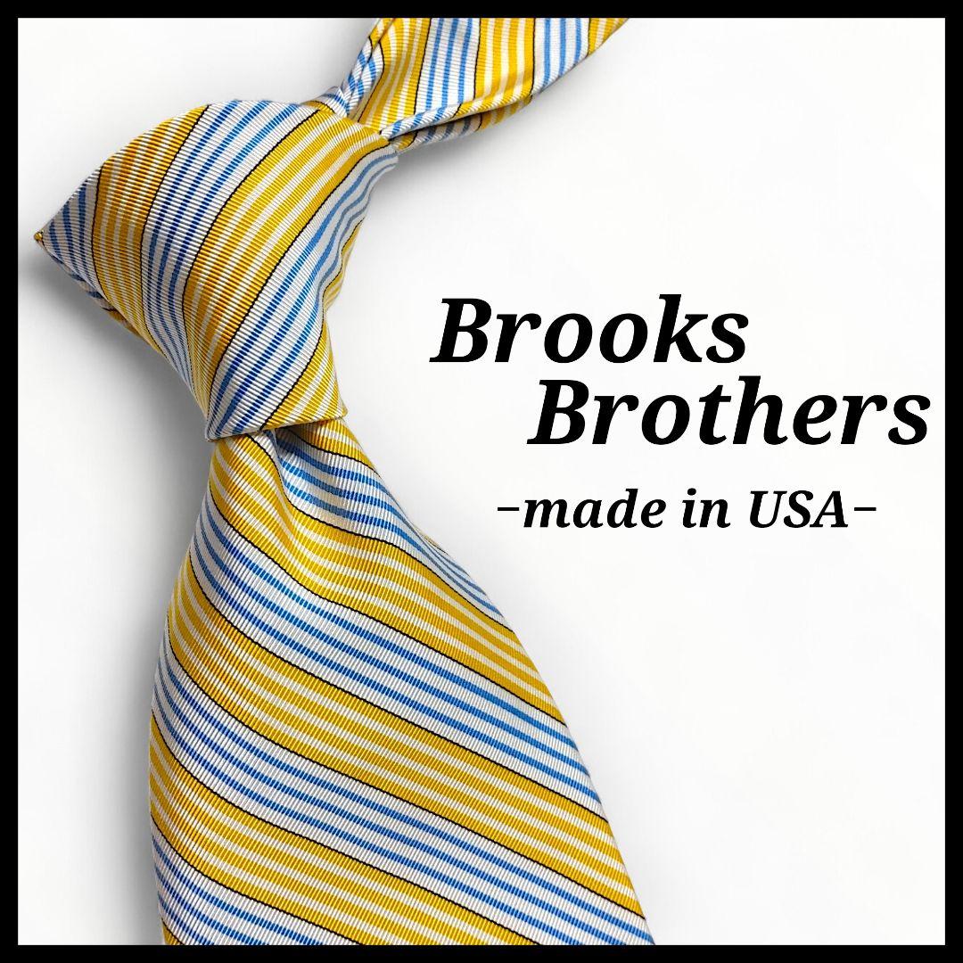✨美品✨ブルックスブラザーズ ネクタイ ストライプ柄 イエロー シルク