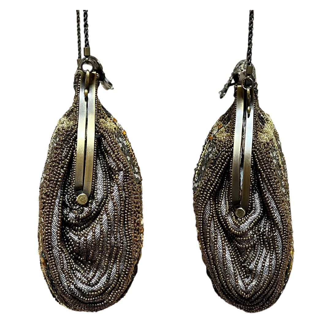 美品 ルミーはしもと パーティバッグ ビーズ刺繍 チェーン 皇室御用達