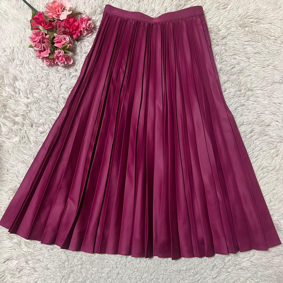 ANAYI アナイ 定価31900円 レザーライクプリーツスカートパープル