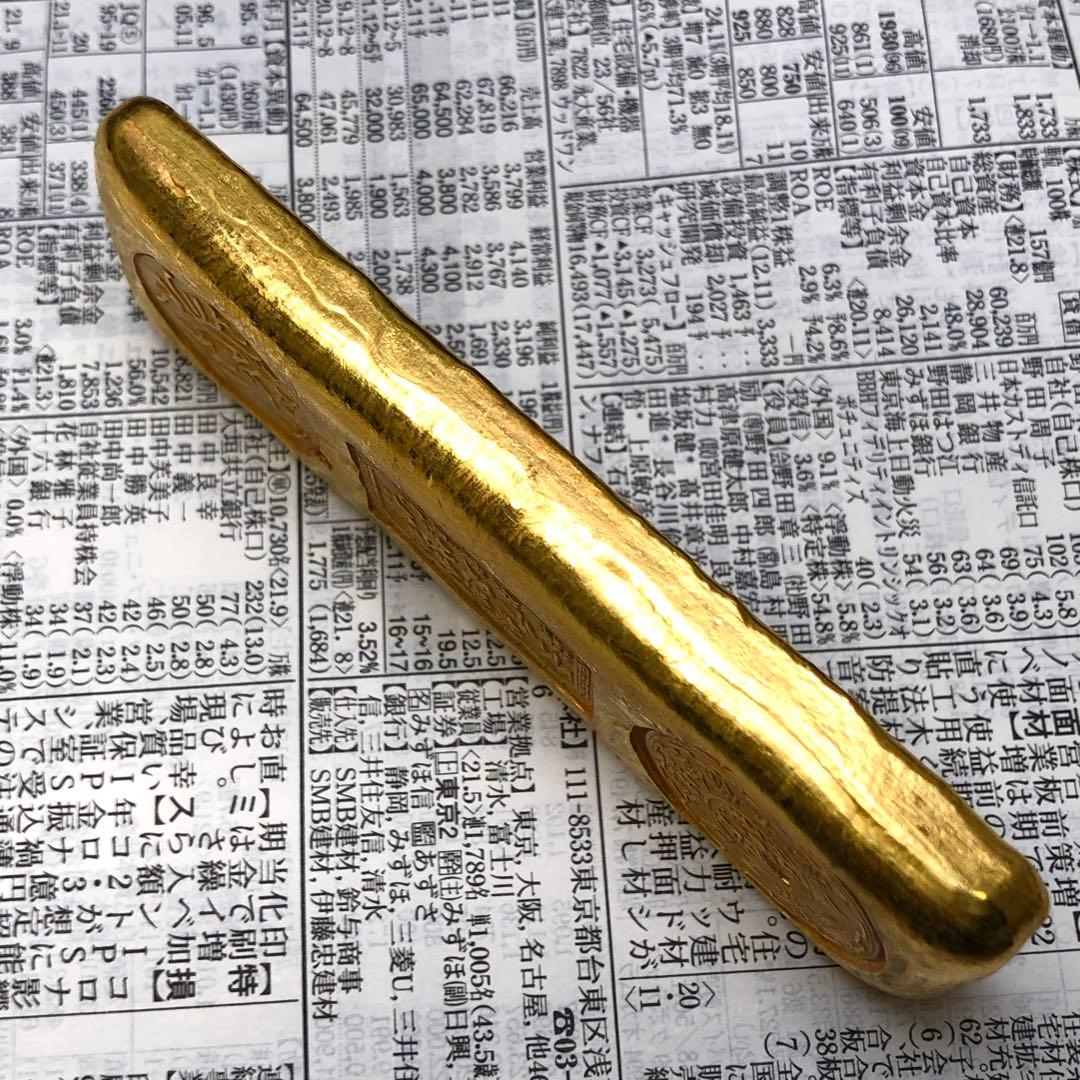 古銭 金貨 開運金棒·金元寶 「純淨金條 千足純條 景福」縁起物 金錠 美