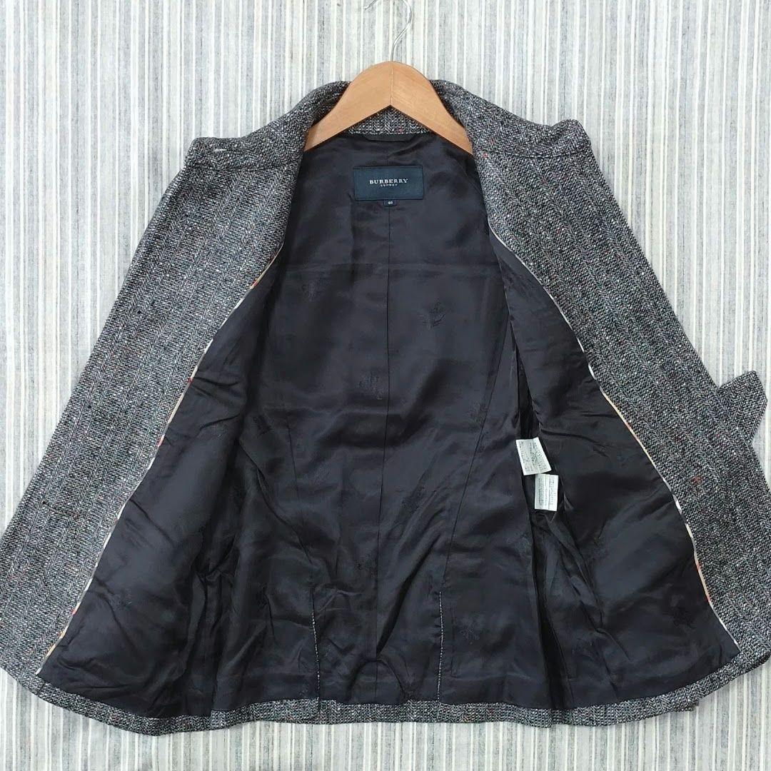☆極美品☆バーバリー＊ツイードジャケット＊絹混＊ベルト付き＊
