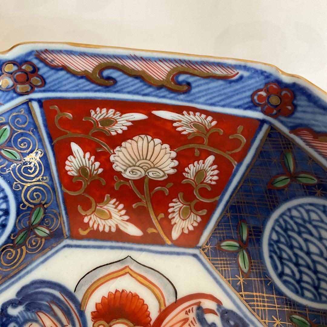 伊万里焼 染錦鳳凰草花文八角向付(鱠皿) 5客揃 江戸時代中期〜後期頃