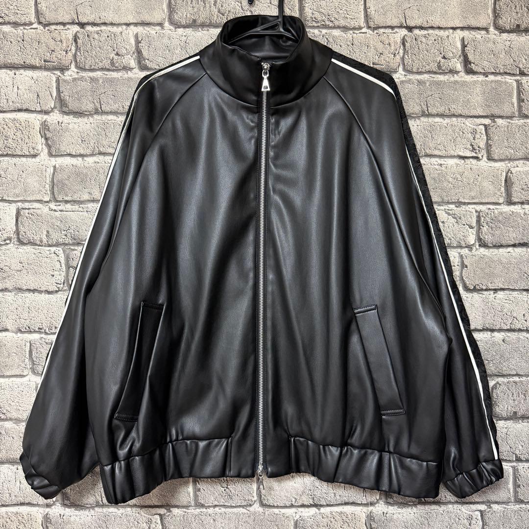 美品】HARE フェイクレザードルマントラックジャケット ブラック