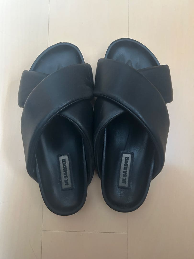 JIL SANDER レザー クロスベルトサンダル 42（約27cm）メンズ クロス