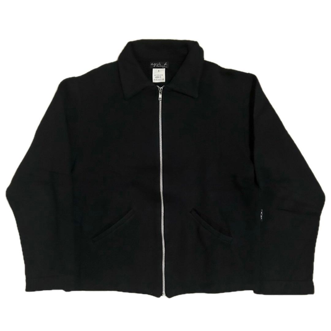 90s agnes b. ジップアップスウェットブルゾン カバーオール 00s~ agnes b. ジップ スウェット ブルゾン ジャケット ブラック