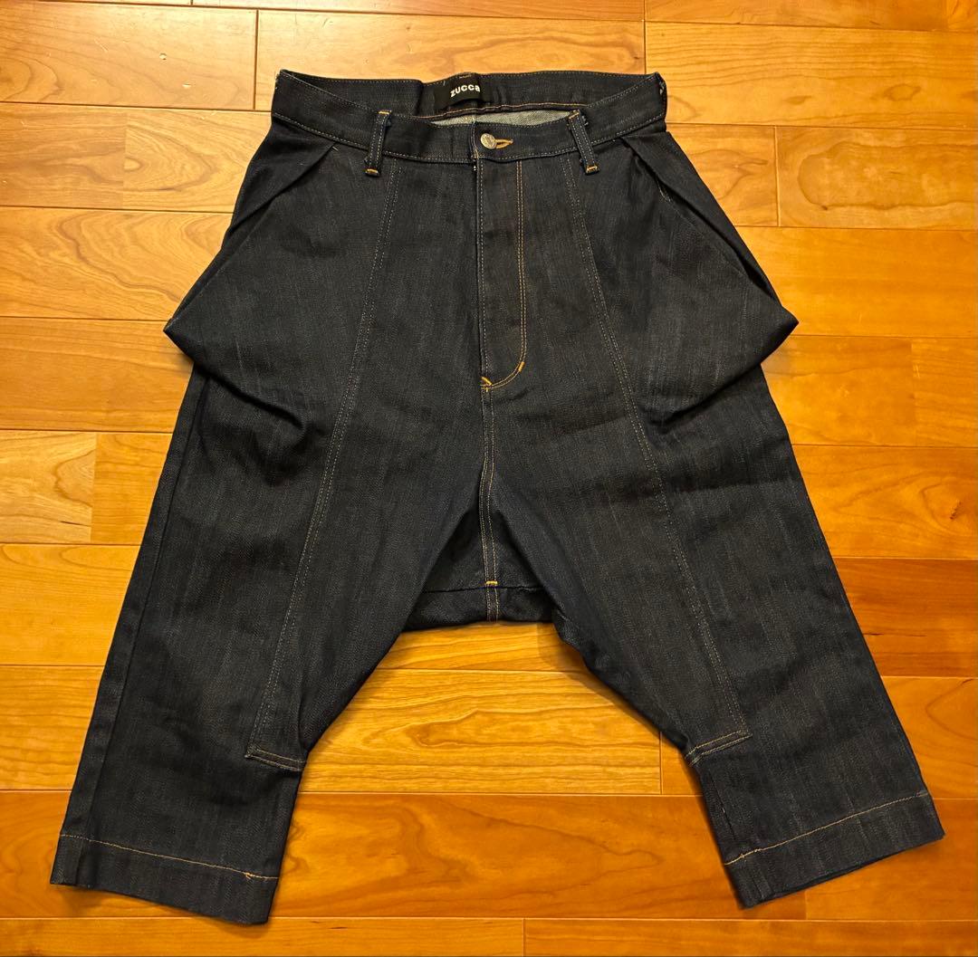 Zucca ズッカ 日本製 変形デニム サルエルパンツ ダークインディゴ S