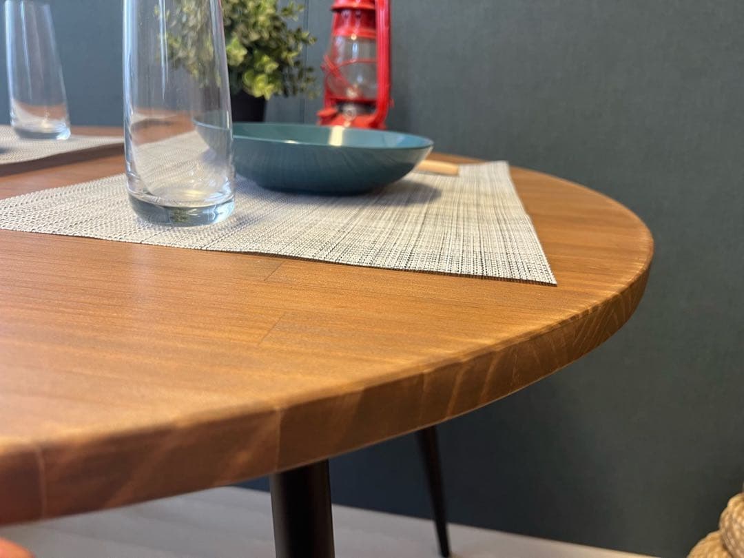 オーダー】 テーブル 正方形 80cm パイン ウォルナット調 ボルト連結脚