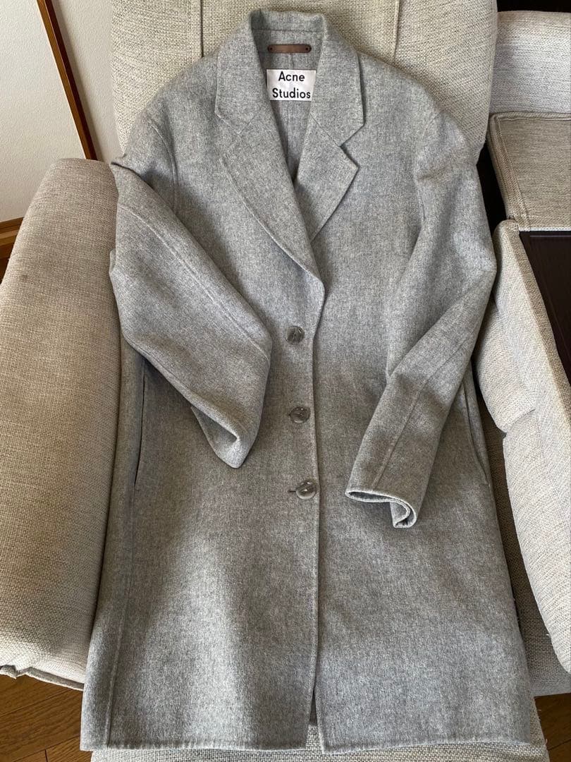 Acne studios ウールカシミヤチェスターコート グレー 灰色 - メルカリ