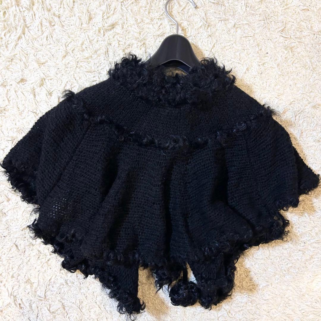 美品✨️BURBERRY ラム 毛皮 ウール ティペット ボレロ カーディガン