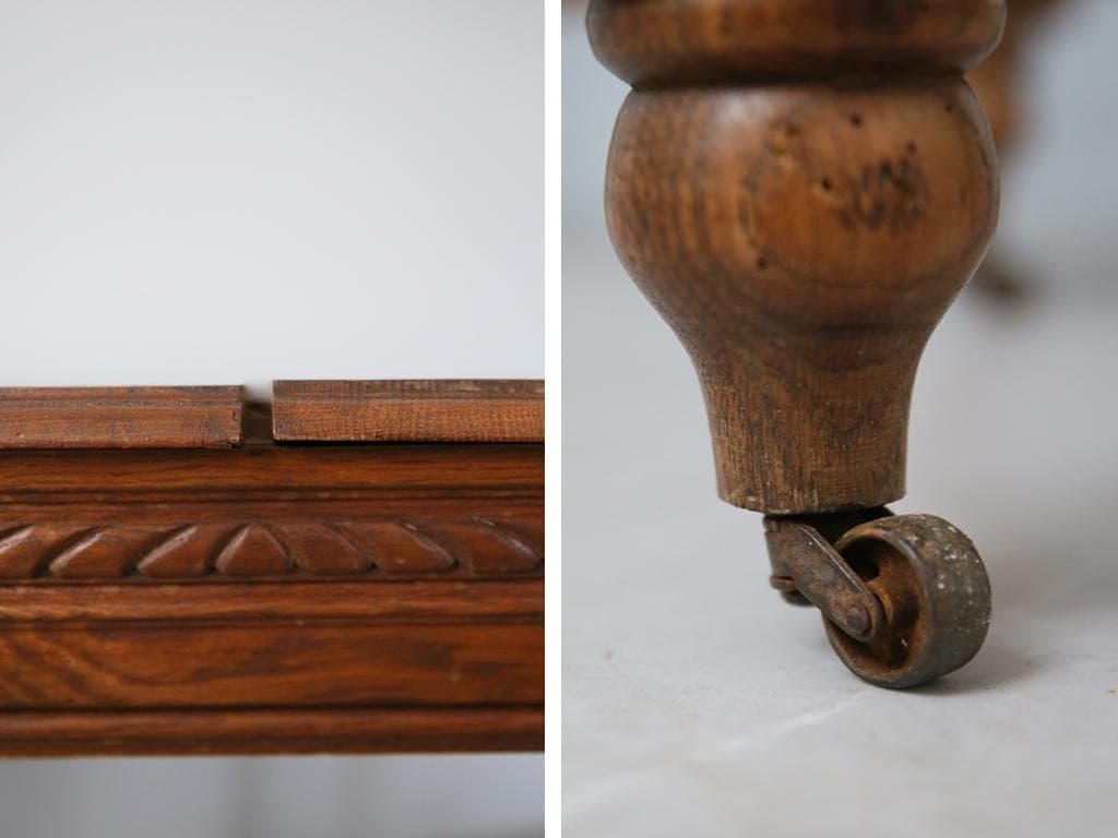 フランスアンティーク木製ダイニングテーブル/机/作業台デスク/飾り棚