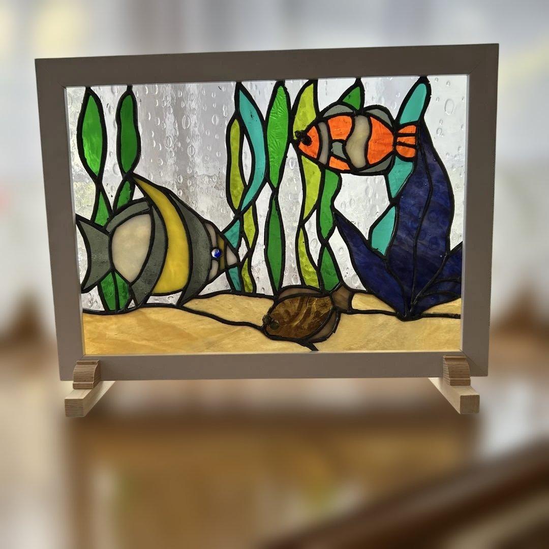 ステンドグラスパネルお魚ワールド ステンドグラスのお魚パネル - unitガラス工房 ｜クラフト作品 通販