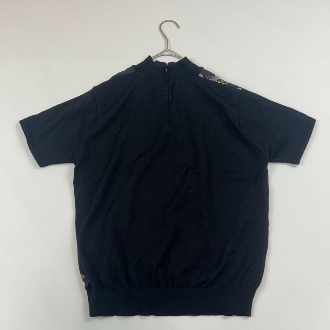 P232 美品 L レオナール シルク混 花柄 カットソー ブラック