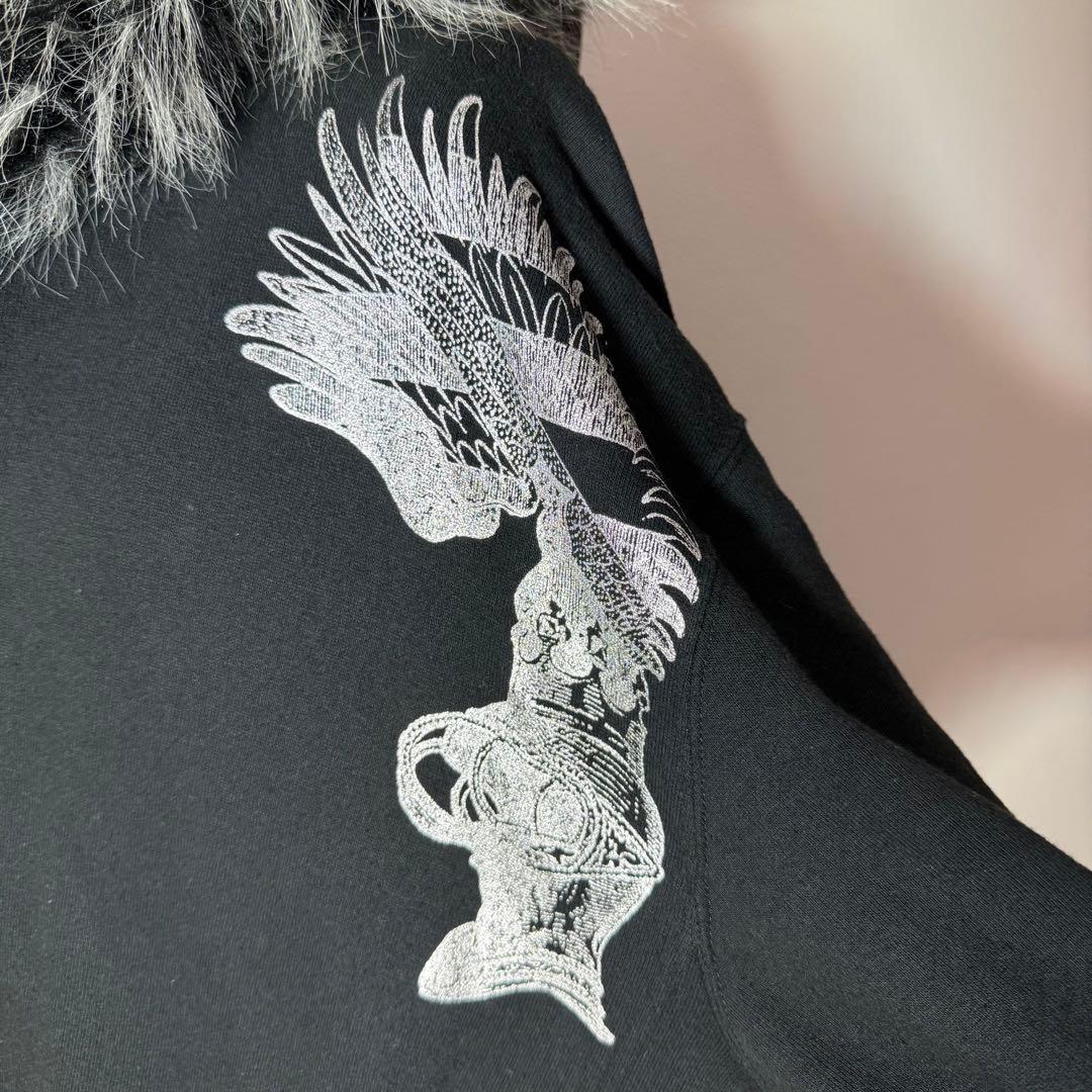 00s archive 4L ファー フード ジップパーカー Y2K 黒 平成 - メルカリ