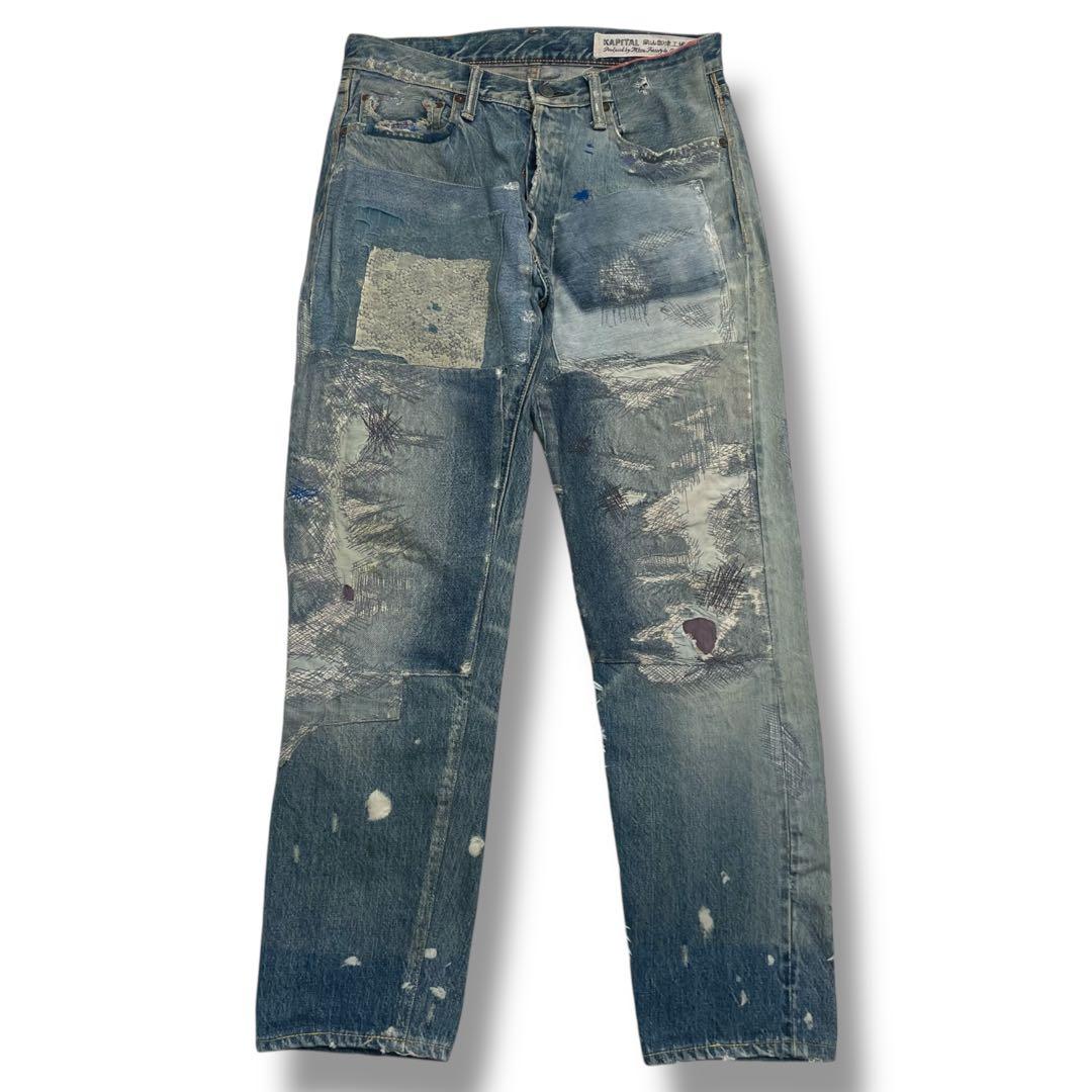 【名作】Kapital キャピタル 襤褸 ボロ 刺し子 デニムパンツ 34 楽天市場】KAPITAL キャピタル 刺し子 リペア加工 襤褸 スウェット