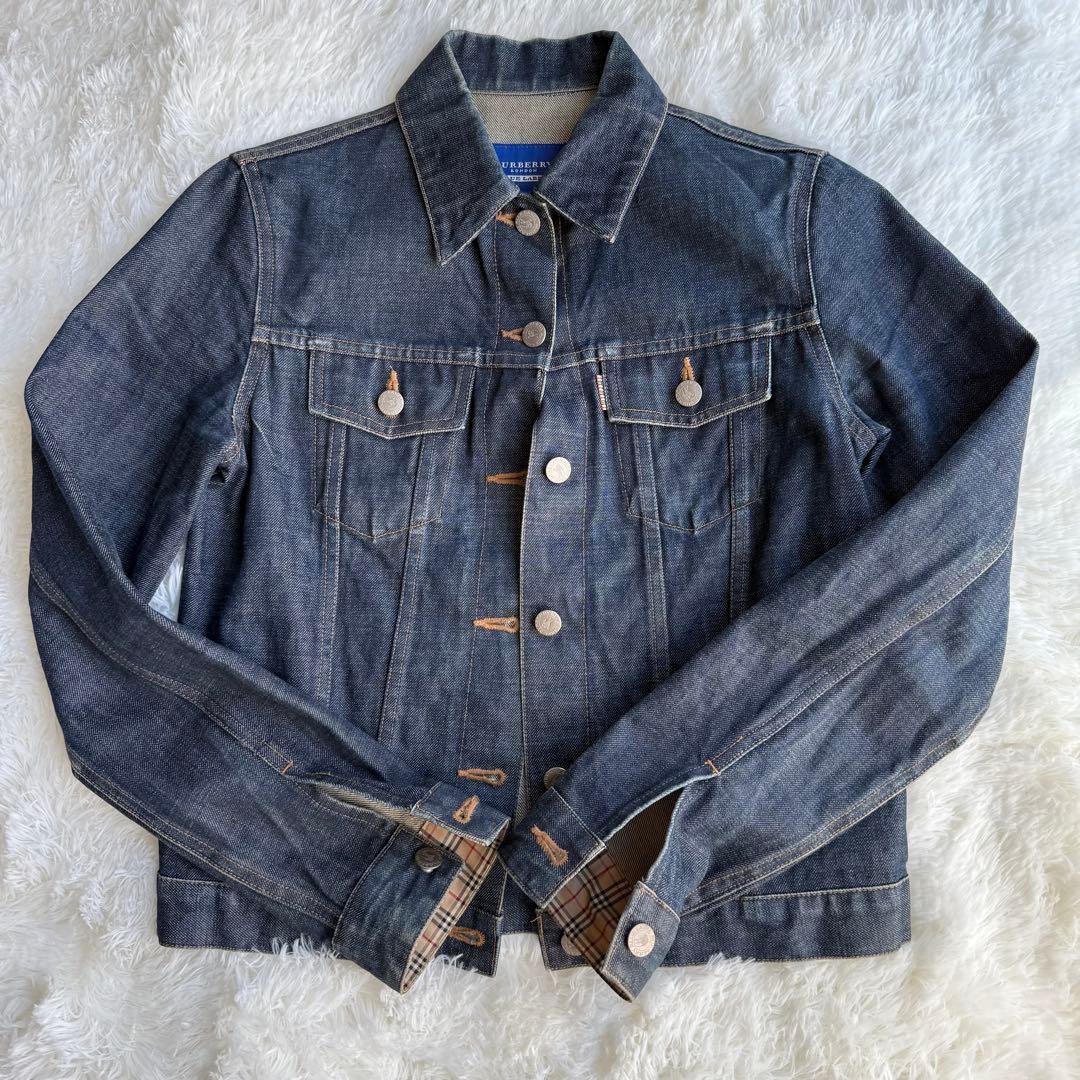 バーバリーブルーレーベル　デニムジャケット　ノバチェック　38 Mサイズ 極美品 バーバリーブルーレーベル デニムジャケット ノバチェック M