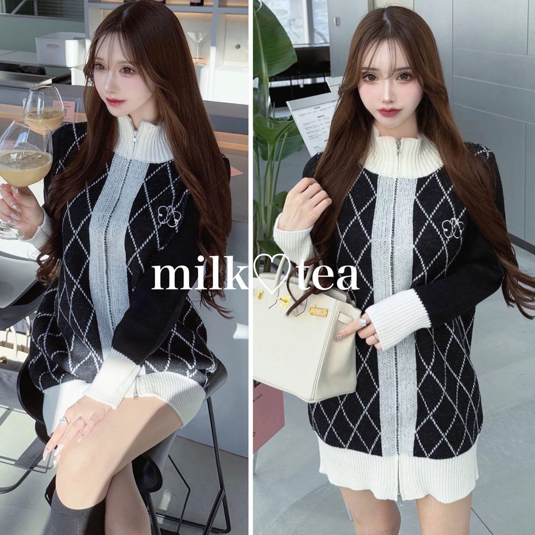 Lumignon diagonal check papillon knit op - メルカリ