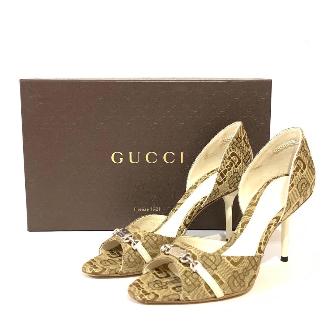 グッチ オープントゥ パンプス 317030 GGキャンバス サイズ35 真贋済
