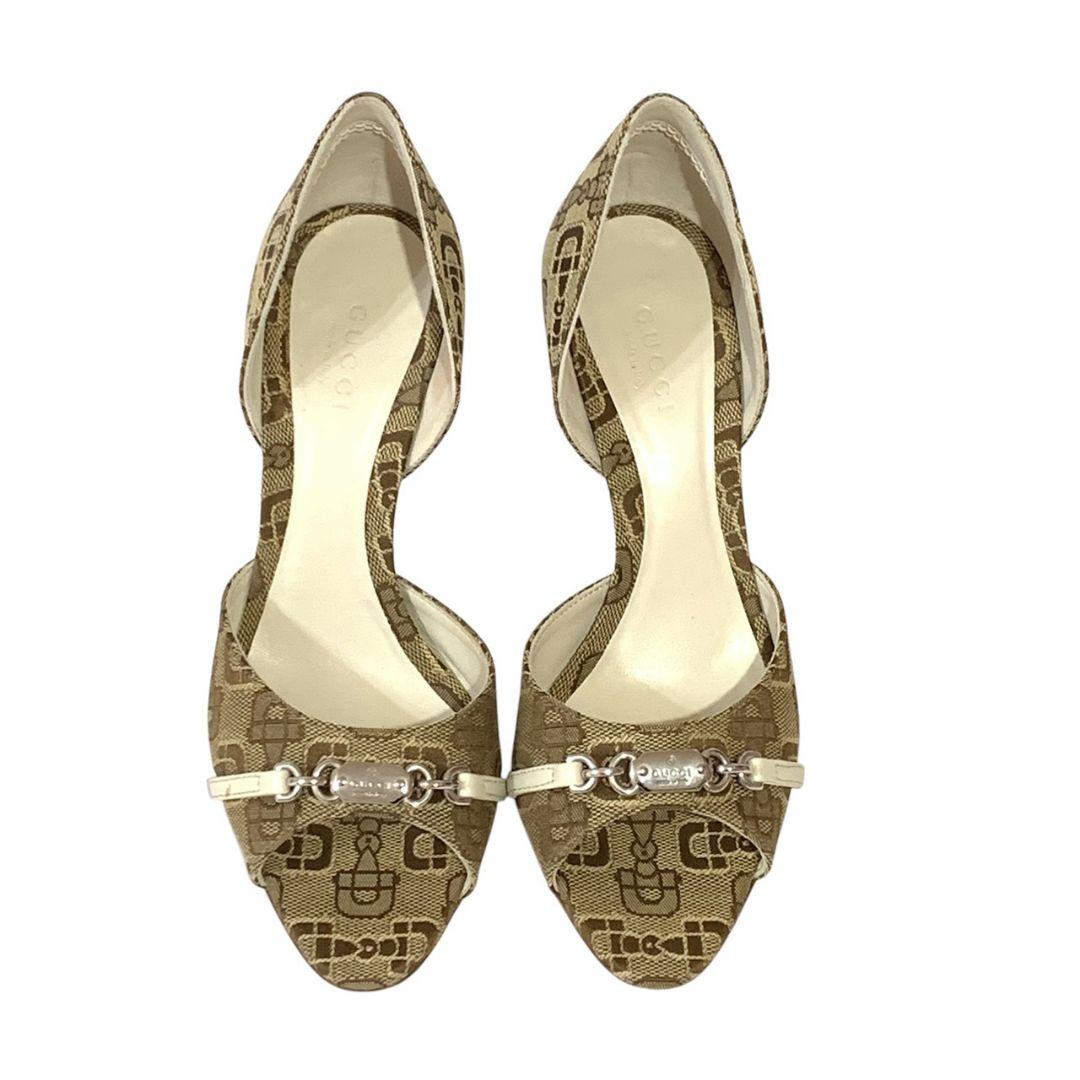 グッチ オープントゥ パンプス 317030 GGキャンバス サイズ35 真贋済