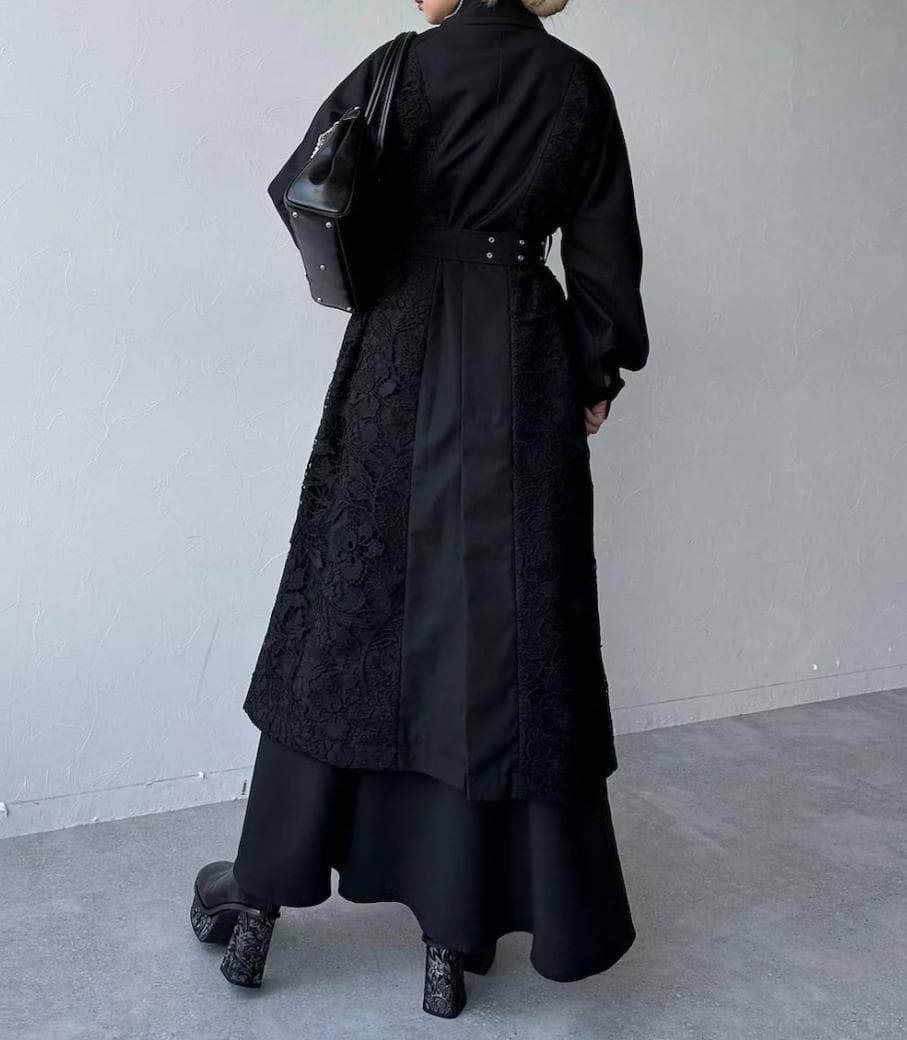 美品】HARE レースキリカエトレンチコート ブラック ベルト付 - メルカリ