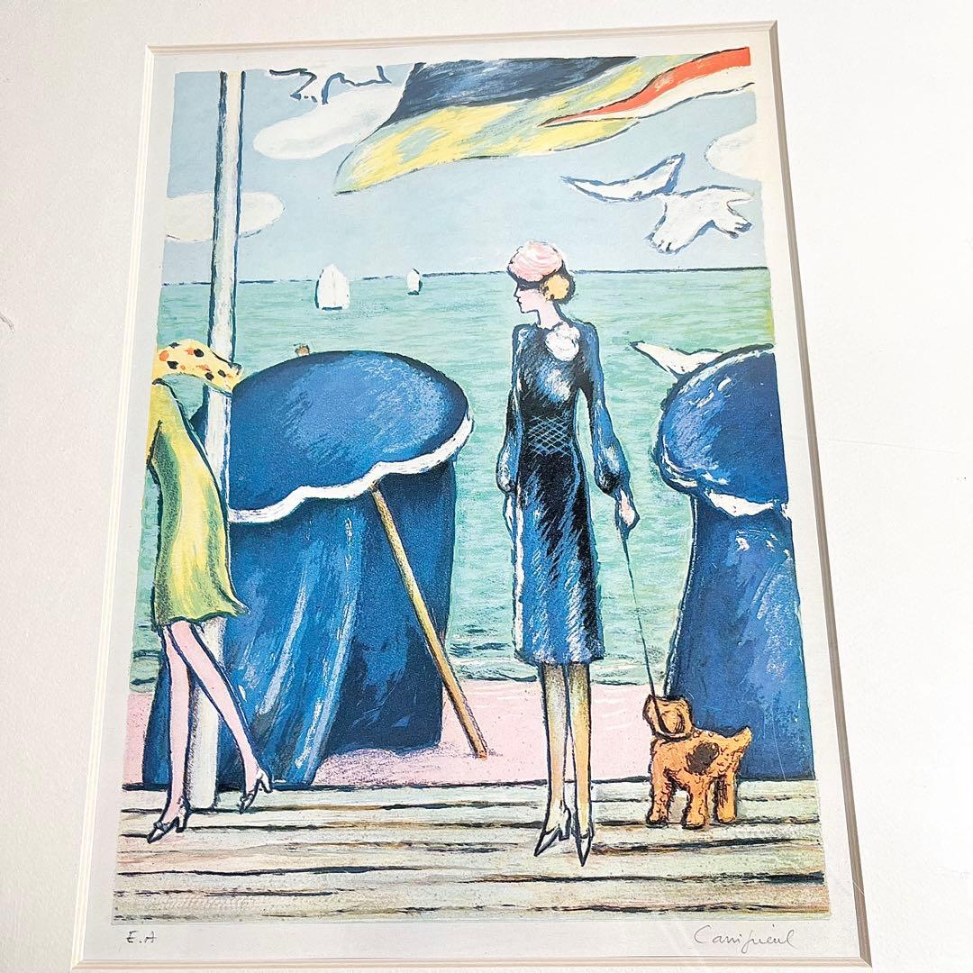 【希少作】カシニョール　EA版 「ドーヴィルの優雅な女性」直筆サイン ジャン＝ピエール・カシニョール「海の前」リトグラフ 直筆サイン入り